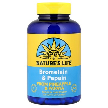 Nature's Life, 菠蘿蛋白酶和木瓜蛋白酶，250 粒膠囊