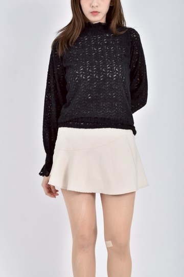 加購優惠(S) 鏤空黑色長袖上衣