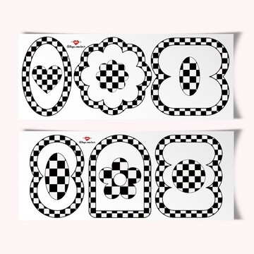 Alice 愛麗絲風格棋盤格相框貼紙 – 共14張