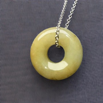 冰飄黃翡翠平安扣項鍊 | 天然緬甸玉翡翠A貨 | 送禮