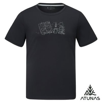 【ATUNAS 歐都納】男款排汗透氣短袖T恤A8TS2620M黑/吸溼排汗/素色簡約/印花圖T