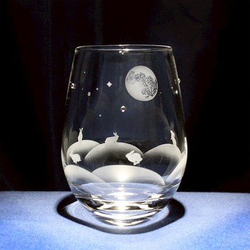 【月夜兔子們的歡樂時光】兔子主題玻璃杯