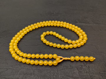 黃瑪瑙念珠祈禱項鍊念珠 108 顆冥想珠天然正品寶石