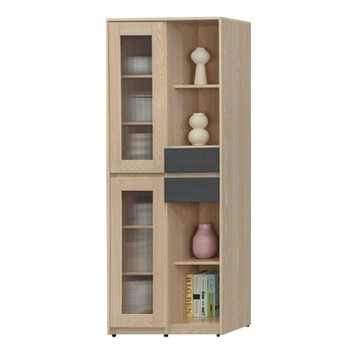 文創集 伊斯2.7尺二抽開門展示櫃-80x40x194cm免組