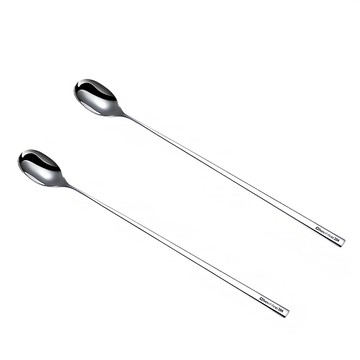 瑞典廚房 304不鏽鋼 加長長柄攪拌勺/攪拌匙/咖啡勺/冰品/甜品/湯匙/冰沙匙 方柄款 26cm  不鏽鋼色  2支  單件