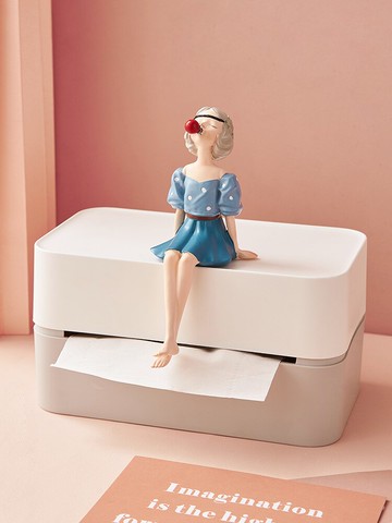 簡約可愛女孩桌面紙巾盒現代創意客廳餐桌茶幾臥室家用抽紙盒