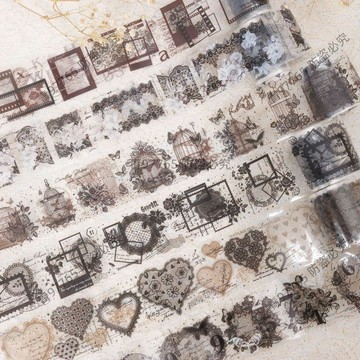 【超值熱賣】透明pet蕾絲手賬膠帶 輕復古文字花卉鏤空夢幻diy打底裝飾拼貼 手帳素材  拼貼素材  手帳打底  手帳拼