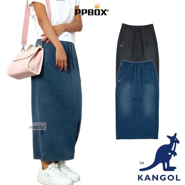 KANGOL 袋鼠 女裝 丹寧牛仔長裙【66221550】時尚 修身裙 防曬褲 衣服 開叉裙 日韓穿搭