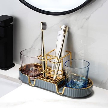 輕奢風玻璃漱口杯情侶刷牙杯洗漱套裝牙膏牙刷牙杯置物收納架家用
