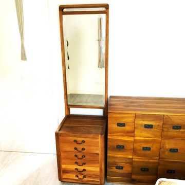 【吉迪市100%全柚木家具】RPOT010B 實木三抽收納式穿衣鏡