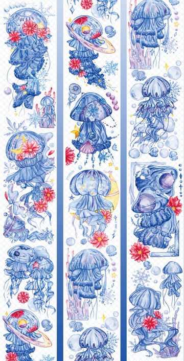 花間水母 PET 紙膠帶 貝殼光