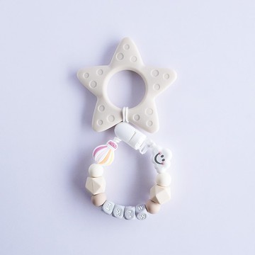 miki 白雲 熱氣球 灰色海星固齒器 / 客製化奶嘴鏈