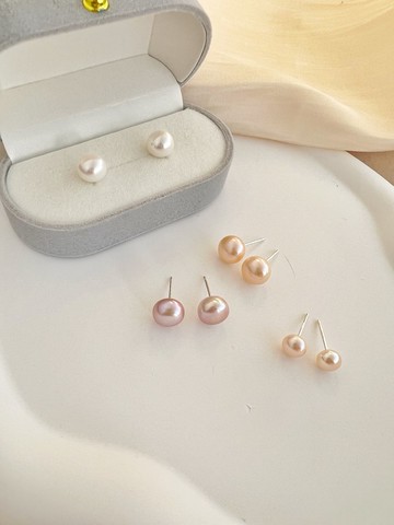 【精緻禮盒】天然淡水珍珠純銀耳針－星星們 超亮珍珠 耳環