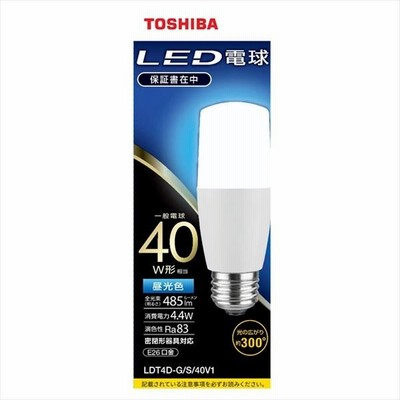 東芝 LED電球 40W形相当/485lm/4.4W/昼光色/E26/配光角300°/断熱材施工器具対応/密閉形器具対応 LDT4D-G/S/40V1 16-0689