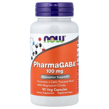 NOW Foods, 含檸檬酸鎂的 PharmaGABA® 膠囊，100 毫克，90 粒素食膠囊