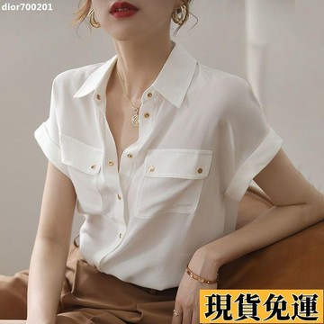 【台灣出貨】 ,襯衣襯衫,抗皺,夏季新款雪紡白色襯衫女夏薄款設計感新款小衆設計感氣質洋氣韓版上衣3