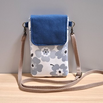 磁扣/手機包-灰色花