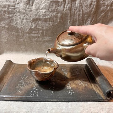 柴燒金彩側把茶壺 / 柴燒茶具  / 小平凡手作