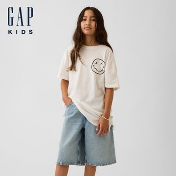 【GAP】兒童GAP × Nirvana寬鬆T恤-米白(911638)