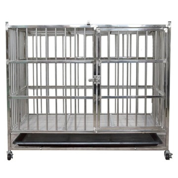 彬彬小舖 折疊白鐵不鏽鋼狗籠 附托盤 + 輪子  1個  單一顏色  M(78 x 52 x 72cm)
