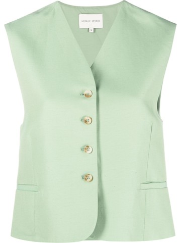 Loulou Studio - button-front tailored waistcoat - women - Linen/Flax/Viscose/Viscose - M - Green