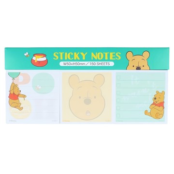sun-star 小熊維尼便利貼 尺寸約W50xH50mm 共150張  大頭維尼 白色 + 黃色 + 藍色  3入  1組
