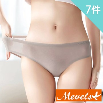 Mevels瑪薇絲-7件組 簡約透氣網孔冰絲無痕中腰內褲/棉質內褲/女內褲(M/L/XL)