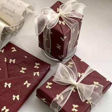 復古酒紅蝴蝶雪梨紙包裝紙 結婚生日禮物禮品包裝 包紅酒餐具書籍