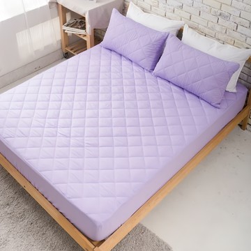 LoveCity 寢城之戀 台灣製馬卡龍炫彩 鋪棉床包式保潔墊  加大  紫色