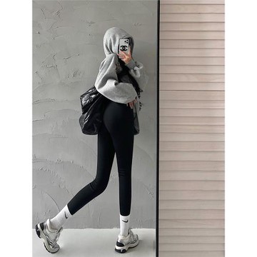 YoungGirlDay歐美風高腰顯瘦提臀收腹加絨加厚鯊魚褲外穿打底長褲