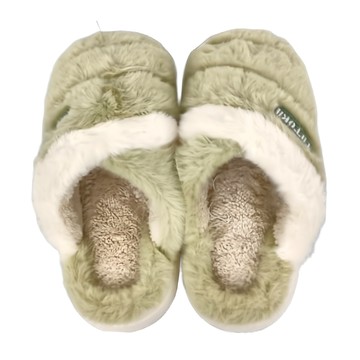 ego life雙色毛絨EVA厚底防滑保暖男女室內拖鞋  36  淺綠色