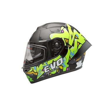 EVO 安全帽 CA-969 塗鴉彩繪 消光黑綠 耳機槽 眼鏡溝槽 內墨鏡 全拆洗 全罩