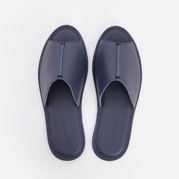 伊登手工縫線真皮拖鞋M 靛藍