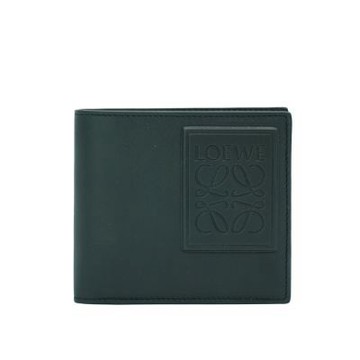 Loewe 羅威 滑面皮革品牌浮雕logo八卡對開短夾(黑)