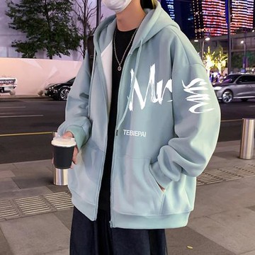 美式衛衣外套男秋冬款潮牌寬松加絨秋季2025新款連帽拉鏈開衫衣服