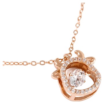 MARIGOLD 美爾朵 線在開運 12生肖系列 925純銀 鋯石項鍊 40cm  生肖牛 玫瑰金