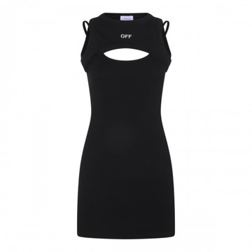 Off-white - Black And White Cotton Stretch Logo Mini Dress 38