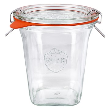 (預購) Weck  德國玻璃收納罐 747玻璃罐附玻璃蓋 Quadro Shape (附贈密封圈L) 545ml(L) (WK052)