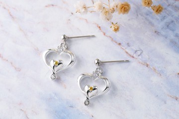 心鎖系列 忐忑 心形造型針式耳環 (ERIJA0877E-1)