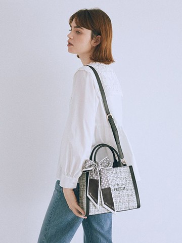 氣質小香風梯形手提/側背包-附絲帶(08000792800) - Maison de FLEUR