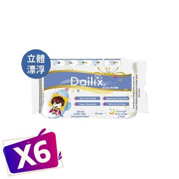 【Dailix】532衛生棉-超長夜用型41公分6片(立體型)x6