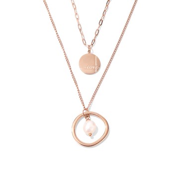 雙層項鏈女鎖骨鏈小眾設計感仿珍珠吊墜新款潮網紅時尚配飾