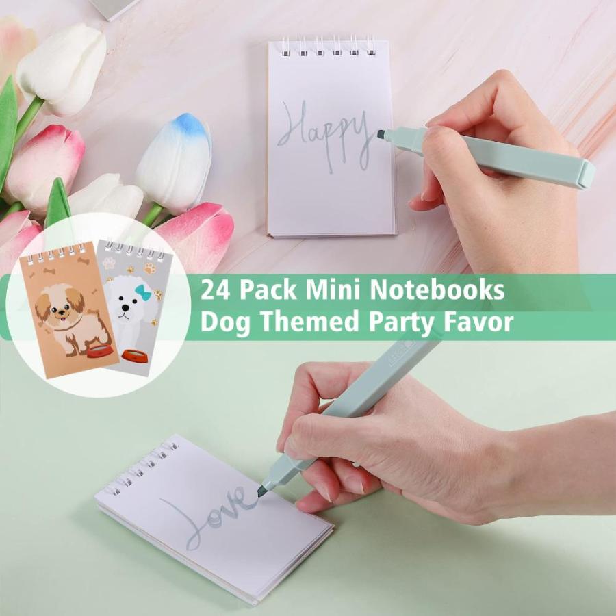 24 Pack Mini Notebooks,Dog Themed Party Favor,Small Spiral Pocket Notebooks