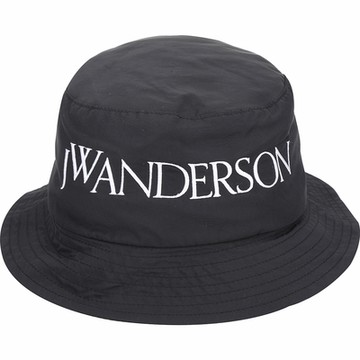 J.W. Anderson Logo 刺繡字母尼龍混紡漁夫帽(黑色)