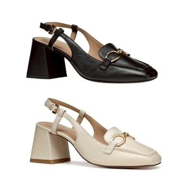 【GEOX】女鞋 樂福鞋 淺米/黑 RESPIRA™ 透氣防潑水繞踝高跟鞋  2色 新品