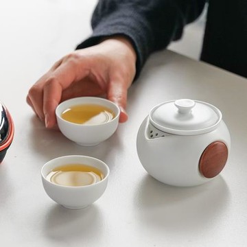 戶外露營高檔便攜式陶瓷旅行茶具套裝手抓壺一壺兩杯伴手禮便攜式