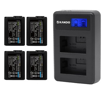 Sidande 適用Sony NP-FW50 電池充電器組 USB充電式鋰電池四入+液晶雙槽充電器 SD-NP-FW50/相機專用