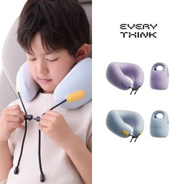 【EVERY THINK】台灣總代理 兒童專用捲捲U型頸枕 360°支撐 防歪頭 透氣親膚布 輕巧收納