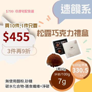 米林香 無糖松露巧克力禮盒 一入49大卡|淨碳1.0g 無糖巧克力 麥芽糖醇 甜點