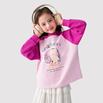 【小中大女童親子裝】可愛療癒拼接撞色上衣